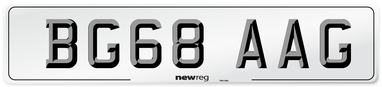BG68 AAG Number Plate from New Reg